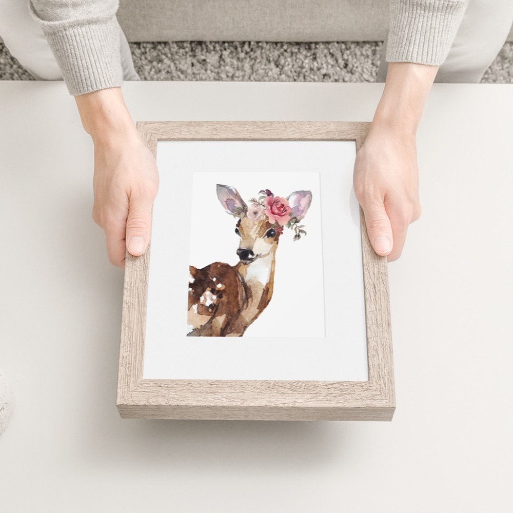Wall Art Baby Deer Watercolor Illustration Print Poster UNFRAMED - Picture 3 of 9